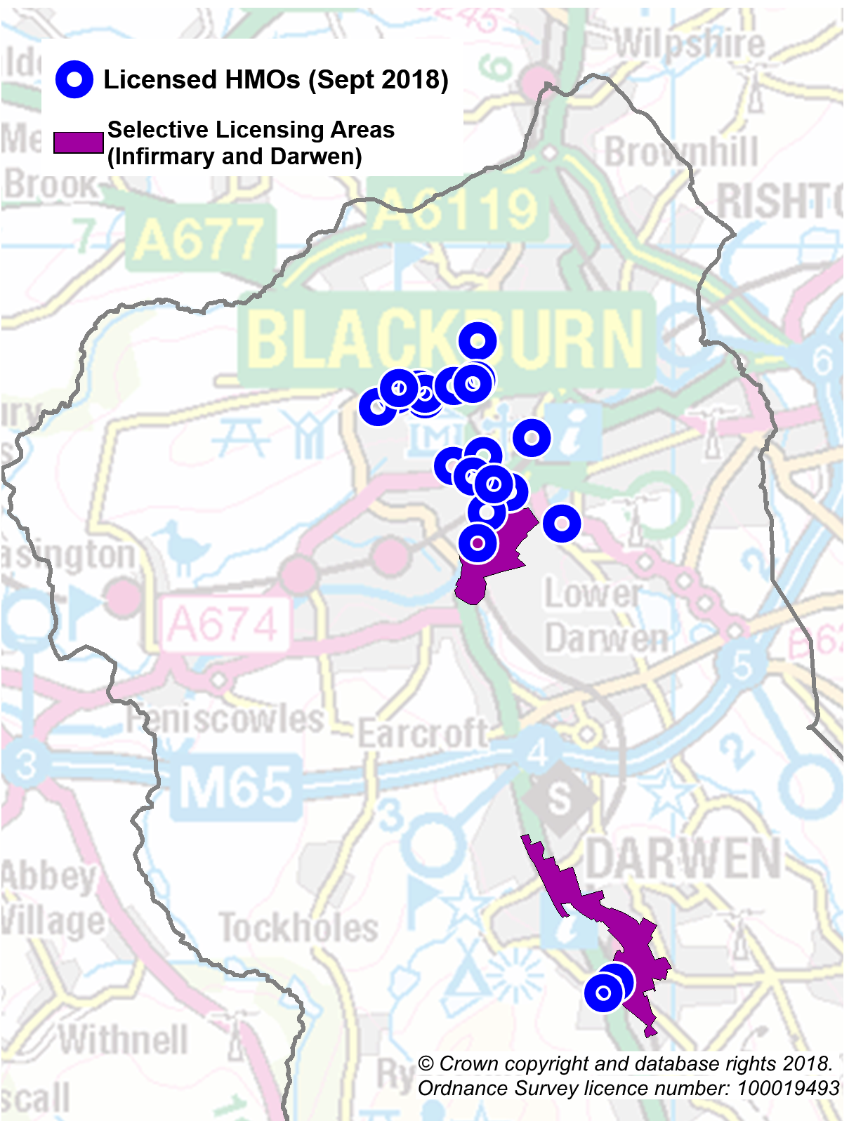 Licensed HMOs & Selective Licensing Areas in BwD